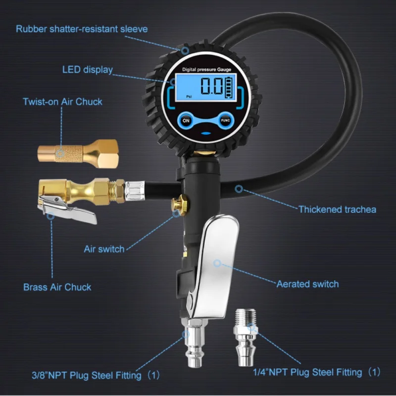 Цифровой насос для накачивания велосипедных шин манометр 200 PSI ЖК-дисплей воздушный компрессор насос быстрый соединитель для автомобиля грузовика мотоцикла