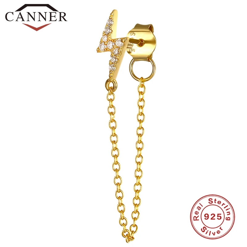 1pcs Gold Silver Color Lightning/Snake Chain Stud Earrings for Women 925 Sterling Silver Tassel Earrings Fashion Jewelry 