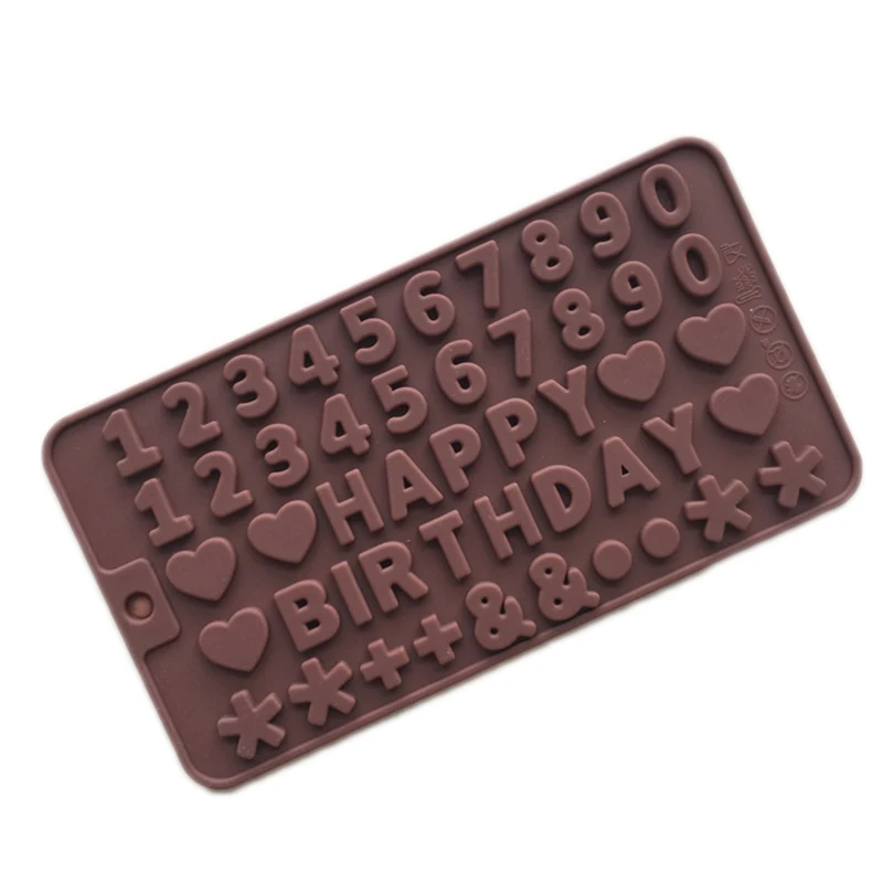 Happy Birthday Alphanumeric Symbols Letters Silicone Mold Heart-shaped Chocolate Fondant Cake Diy For Kitchen Baking Mold Tools2