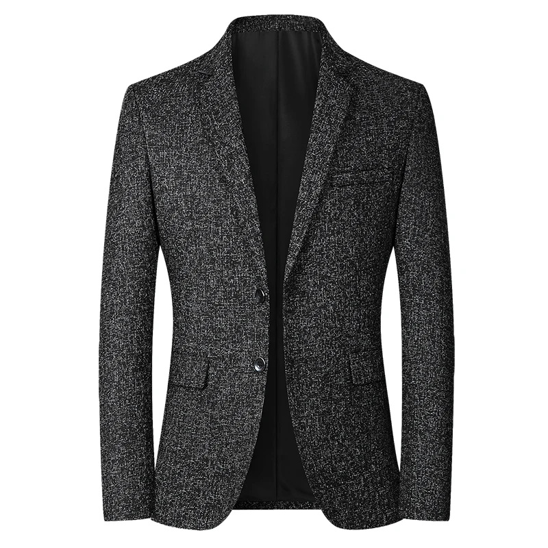 Autumn Men's Plaid Suit Jacket Single Breasted Business Casual Coat Grey Blue Male Blazer Masculino M-4xl mens blazer