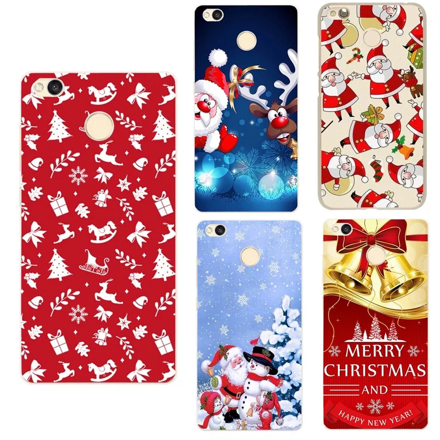 Happy New Year Merry Christmas Snowman Santa Claus Phone Case for Xiaomi Mi Max 2 Redmi 4X Note 4A Cases Soft Silicone | Мобильные