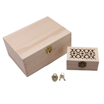 

Wooden Box Retro with Lock Desktop Storage Finishing Student Gift Packaging Small Box