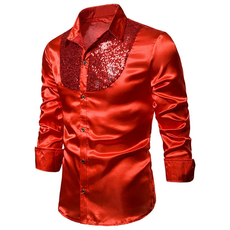 Великолепные вечерние рубашки с воротником Хенли Осенняя рубашка Hombre Paillette Chemise Homme Формальные рубашки повседневная мужская рубашка