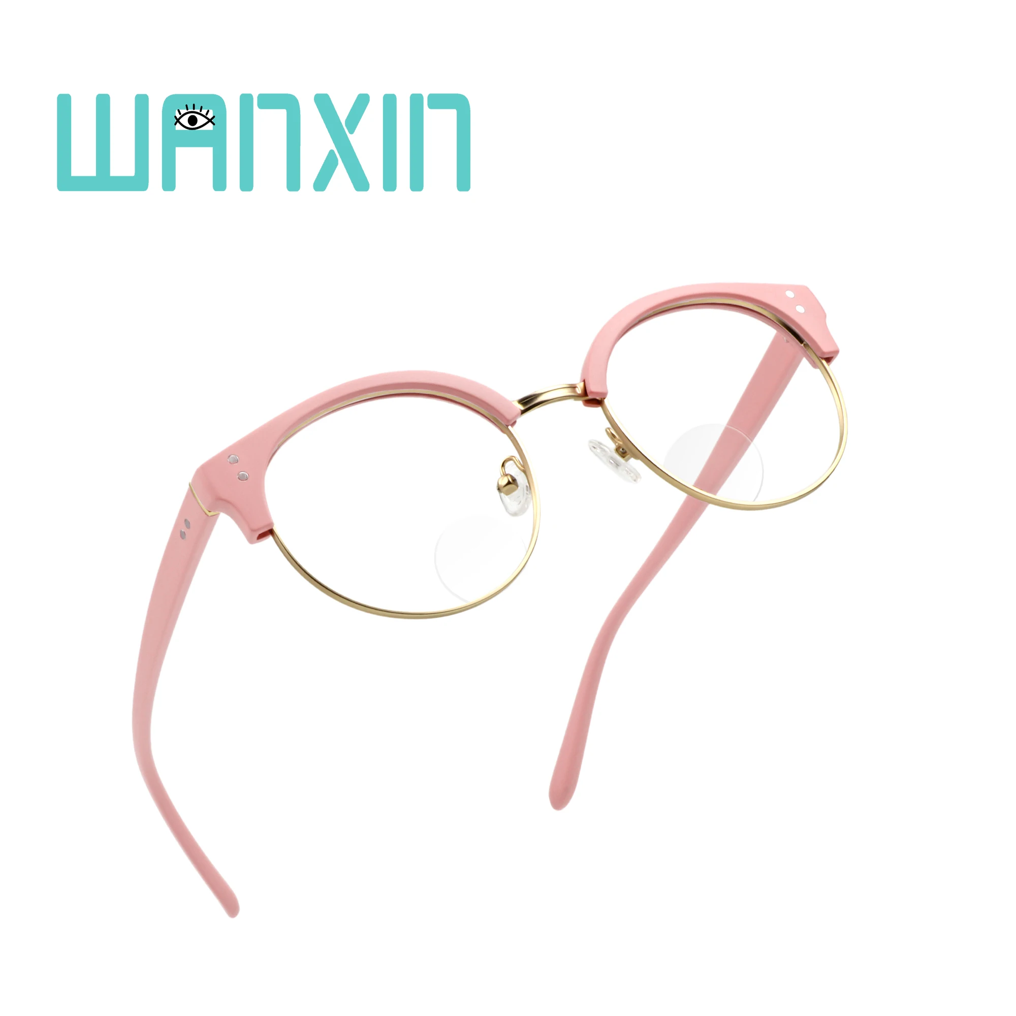 pink Wanxin бифокальные очки для чтения с невидимыми круглыми линзами, синий светильник, блокирующие очки для женщин/мужчин - Цвет оправы: pink