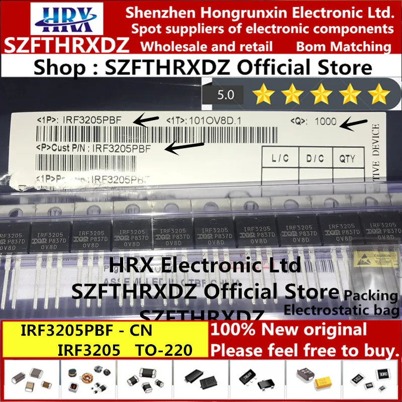 100% Новый оригинальный IRF3205PBF TO220 IRF3205 производство Китай MOSFET mosfft 55V 110A 50 шт/труба (50