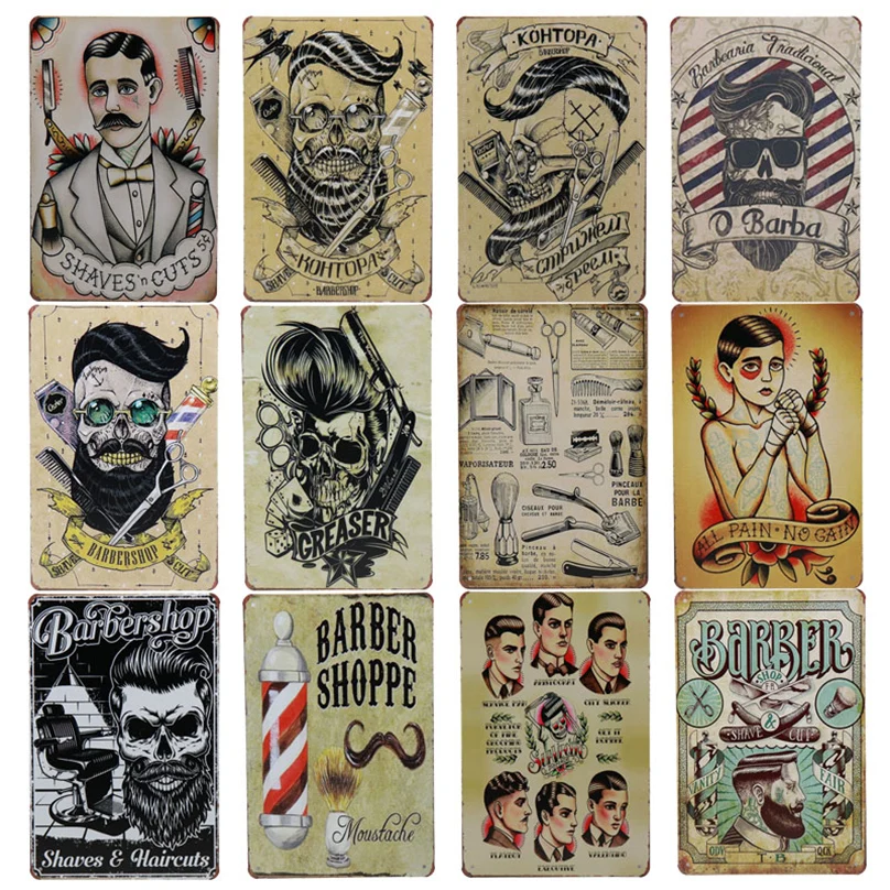 Парикмахерская Shoppe Greaser ретро-наклейки жестяная вывеска живопись винтажный Бар Паб до стены гаража Декор металлическая пластина плакат H27