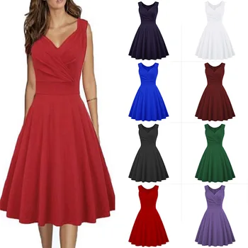 

Daily suit OWLPRINCESS 2020 Spring Retro Large Size Dress Commuting Solid Color Sleeveless Dress