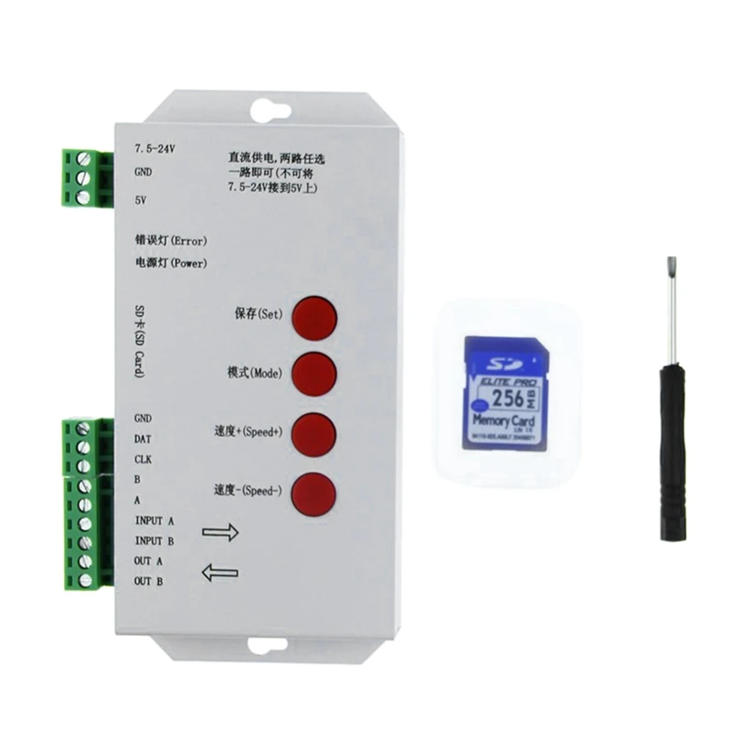 T1000S SD карты светодиодный контроллер пикселей для WS2812B LPD8806 6803 WS2811 WS2801