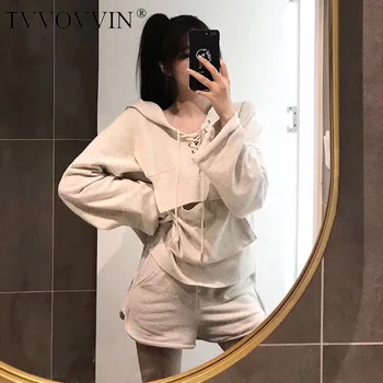 

TVVOVVIN Gray V Lead Even Hat Leisure Time Motion Suit 2019 Early Autumn Easy Twinset Western Style Twinset ZX247