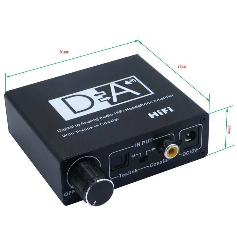 Hifi DAC Amp Digital to Analog o Converter RCA 3 5mm Headphone Amplifier Toslink Optical Coaxial Output