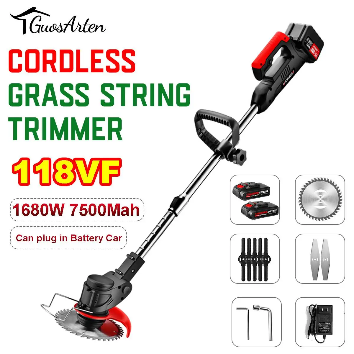 Electric Lawn Mower Rechargeable Li-ion Battery Cordless Grass Trimmer Auto Release Portable Garden Tools Home Trimming Machine |
