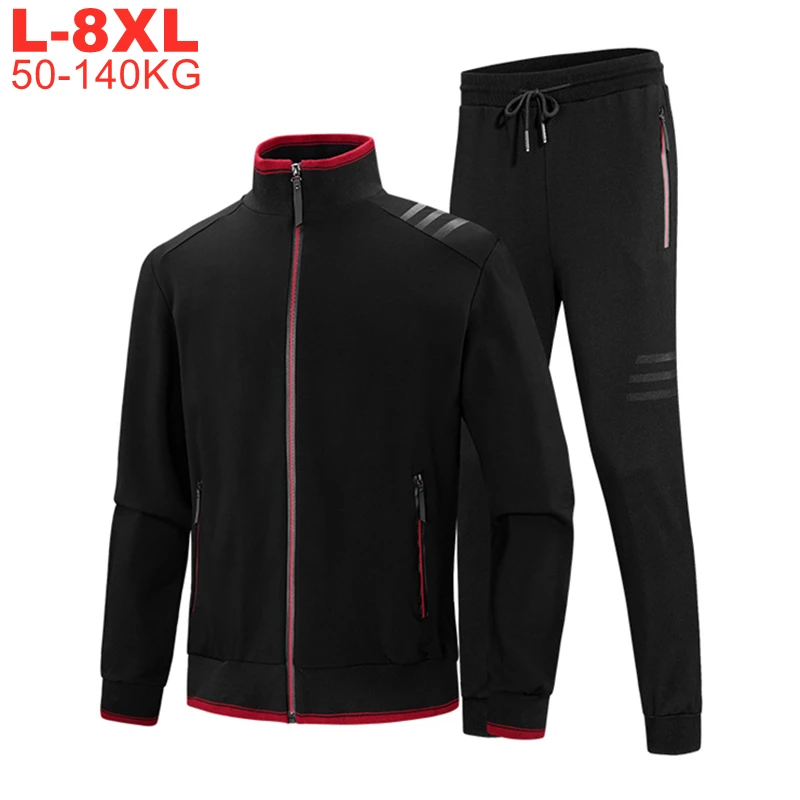Mens Tracksuit Jacket Pants Winter 2pieces 9xl Male Autumn Extra-Large-Size Plus-Size