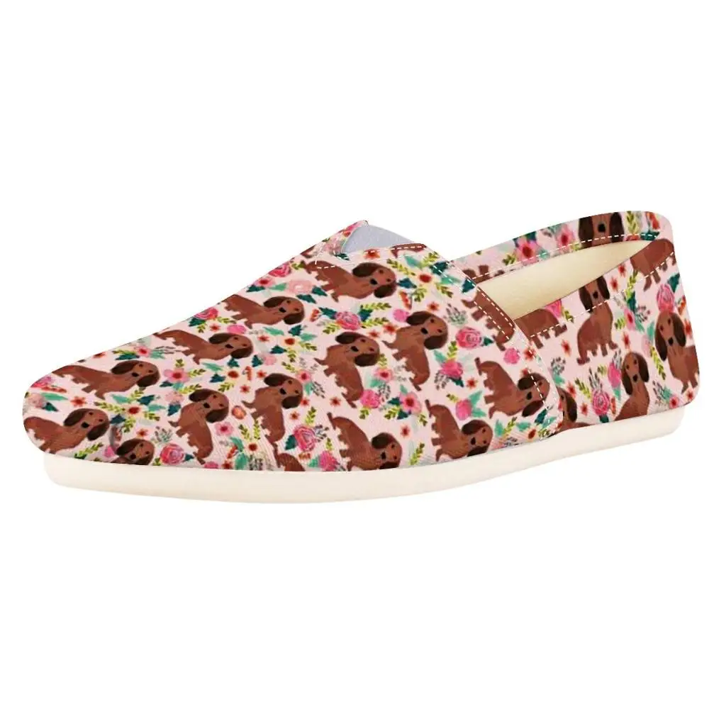 

HYCOOL Dog Dachshund Corgi Print Women Fashion Shoes Flat Ladies Casual Slip-on Slacker Shoes Female Comfortable Canvas Loafers