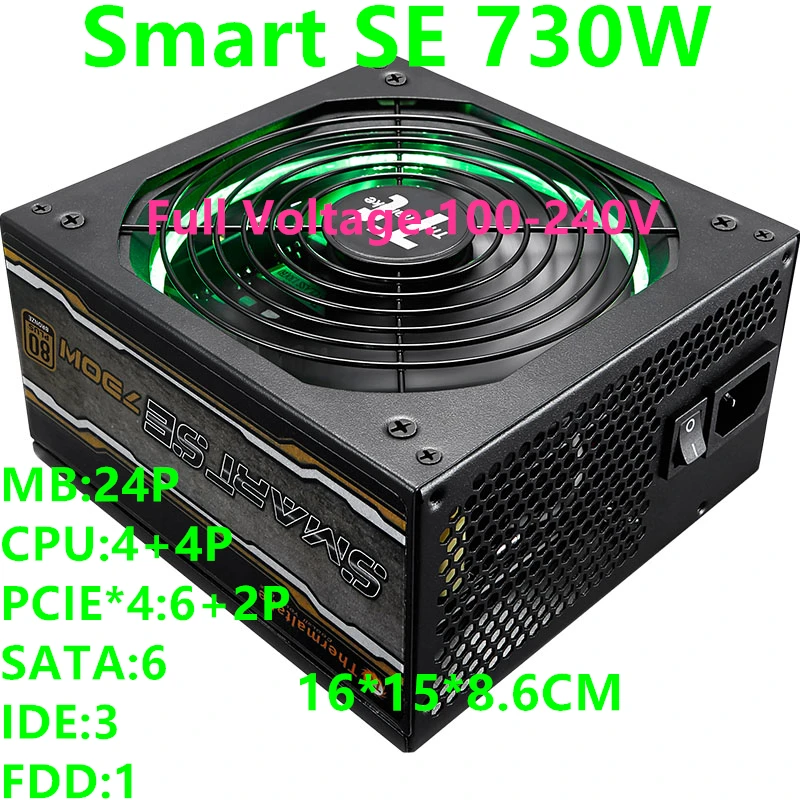 PSU для Thermaltake(Tt) Dazzle шаблон полный модуль красный/зеленый Riing вентилятор игра источник питания 730 Вт блок питания Smart SE 730 Вт