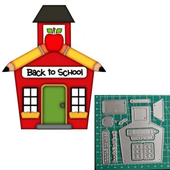 

Back To School House Christmas Cutting Dies Stencil Emboss For Handmade Greeting Cards