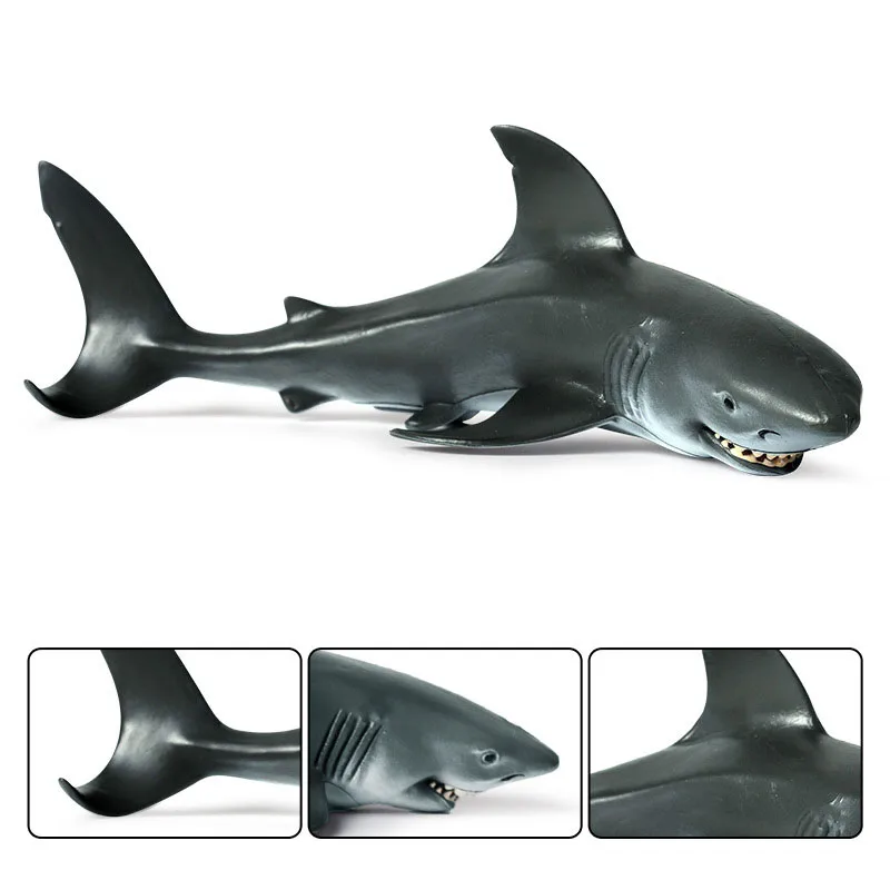 1pc grey solid marine lifelike model realistic great white shark action figure kids favorite sea animal toys popular party decor