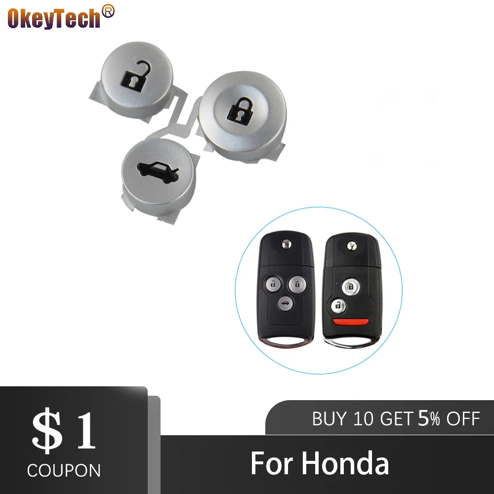 2 Pairs 3 Buttons Car Remote Key Pad FOB Kit Replacement Accessories Fit for Honda Civic Accord Jazz CRV HRV 