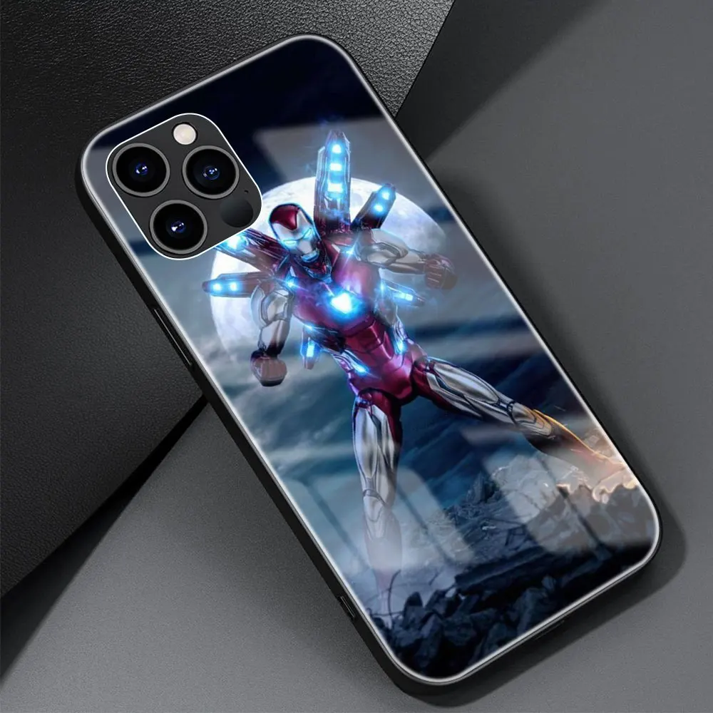 thumbnail image 1 of Funda de cristal templado Iron Man para iPhone, carcasa de Marvel para Apple 11, 12, 13, 14, 15 Pro Max, 7, 8 Plus, X, XS, XR, 1 of 5