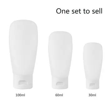 

3Pcs 30/60/100ml Transparent Plastic Empty Tubes Refillable Cosmetic Sample Squeezable Bottle Container with Flip Cap