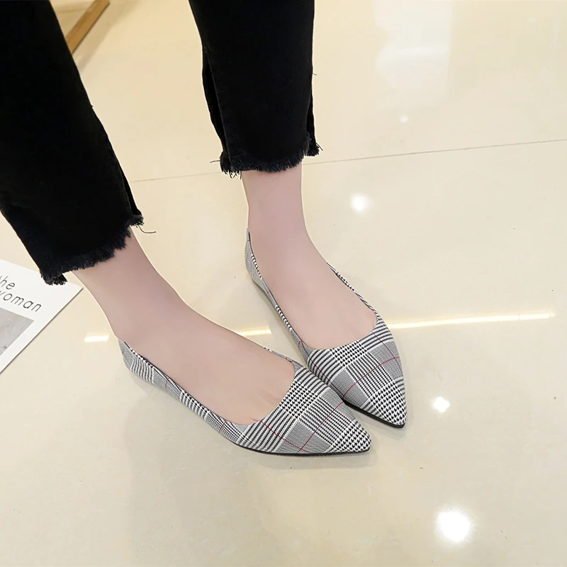

Brand Woman Flats Shoes Slip On Women Pointed Toe Single Shoes Ladies shoes Footwear Plus Size Gray