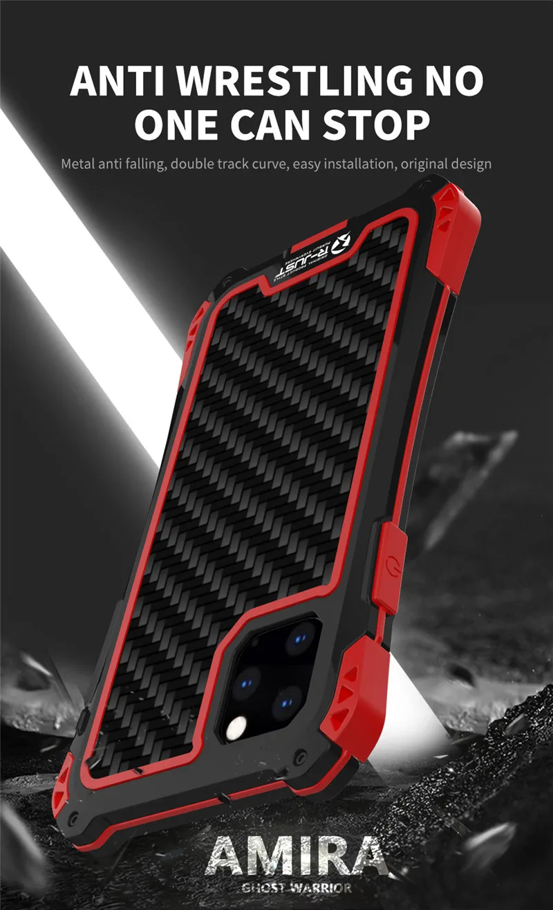 R-JUST металлический чехол для телефона Amira для Iphone 11 Pro XS XR XS Max 8 7 6s plus грязеотталкивающий/антидетонационный с подарочными инструментами для установки