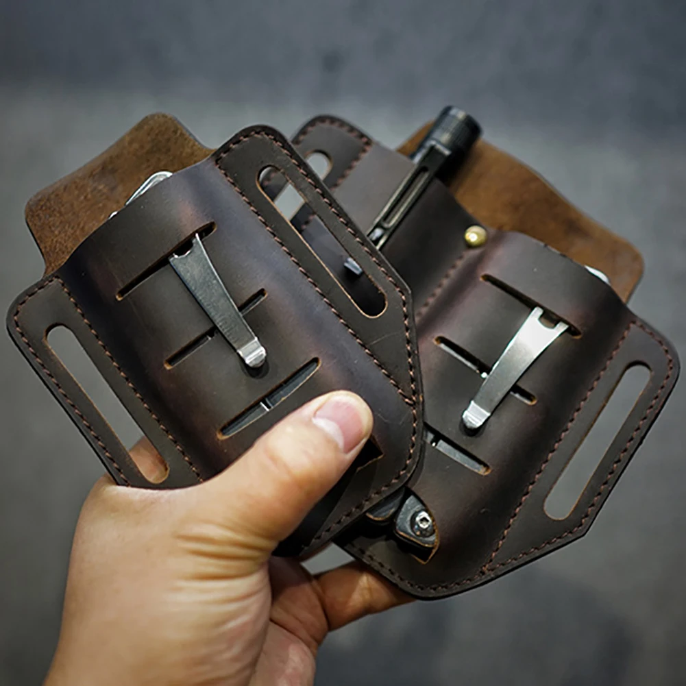 Multifunction Edc Leather Sheath Waist Holster Belt Loop Organizer