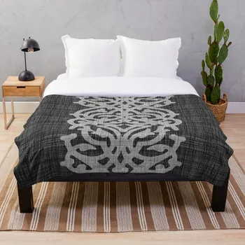 

Soft Blanket for Bed Sherpa Flannel Fleece Blanket Home Travel Sofa Soft Throw Blanket Black Linen With White Damask