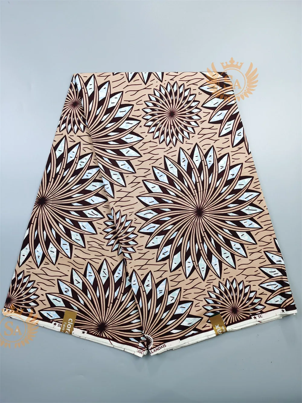 2021 New High Quality African Super-W Real Wax Fabric Soft 6 Yards Pagne Wax Ankara Nigerian Cotton Textile Fabric