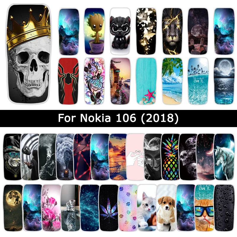 

Luxury Case For Nokia 106 2018 Cute Patterned Soft Silicone TPU Cover For Nokia106 Protective Phone Shells Cases Fundas Coque