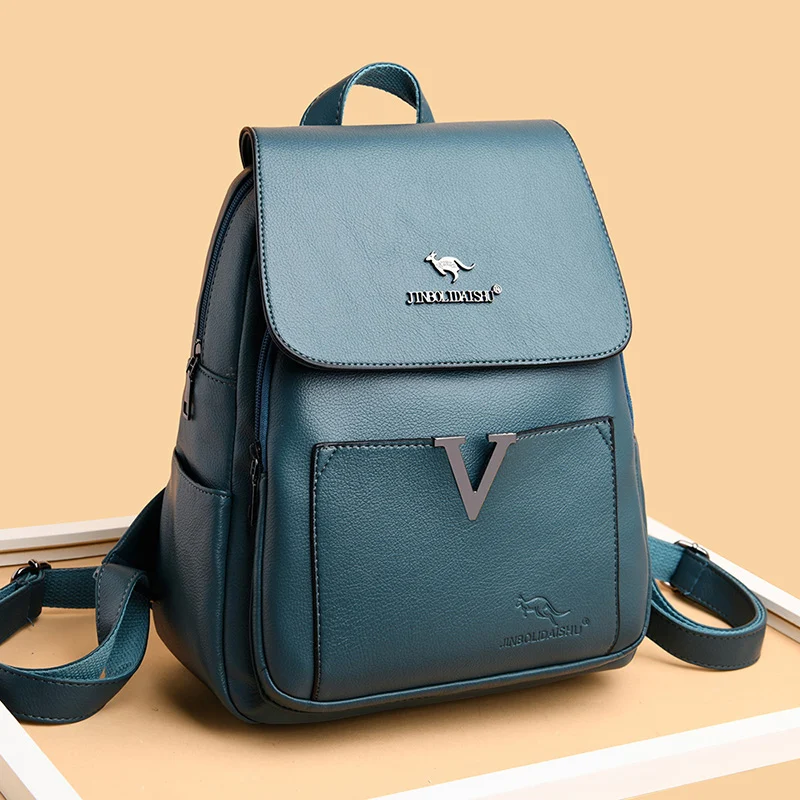 

2020 Trend Anti Theft V Pattern Women Backpack Large Leather Travel Packbag Portable Big Sac A Dos School Bags for Girls Bagpack