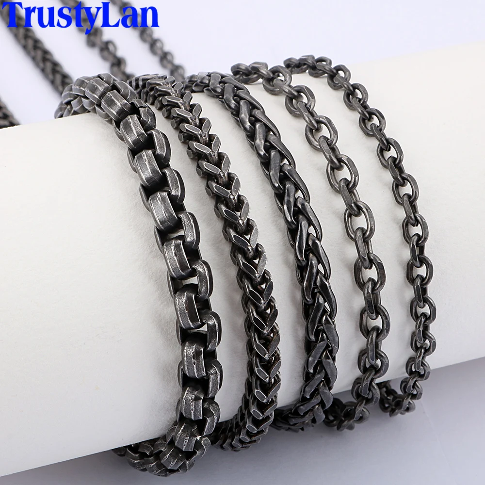 

Vintage 4/5/6MM Thick Chains 316L Stainless Steel Mens Necklace Chain Men Personalized Male Jewelry 66CM Long Mens Necklaces Man