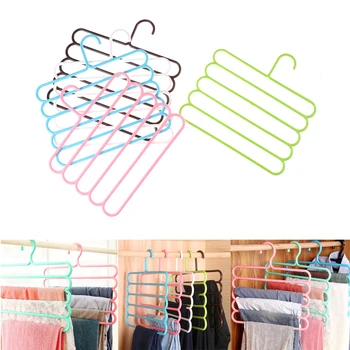 

1PC 5 layers MultiFunctional Clothes Hangers Pants Storage Hangers Non-slip Cloth Rack Multilayer Storage Scarf Tie Rack Hanger