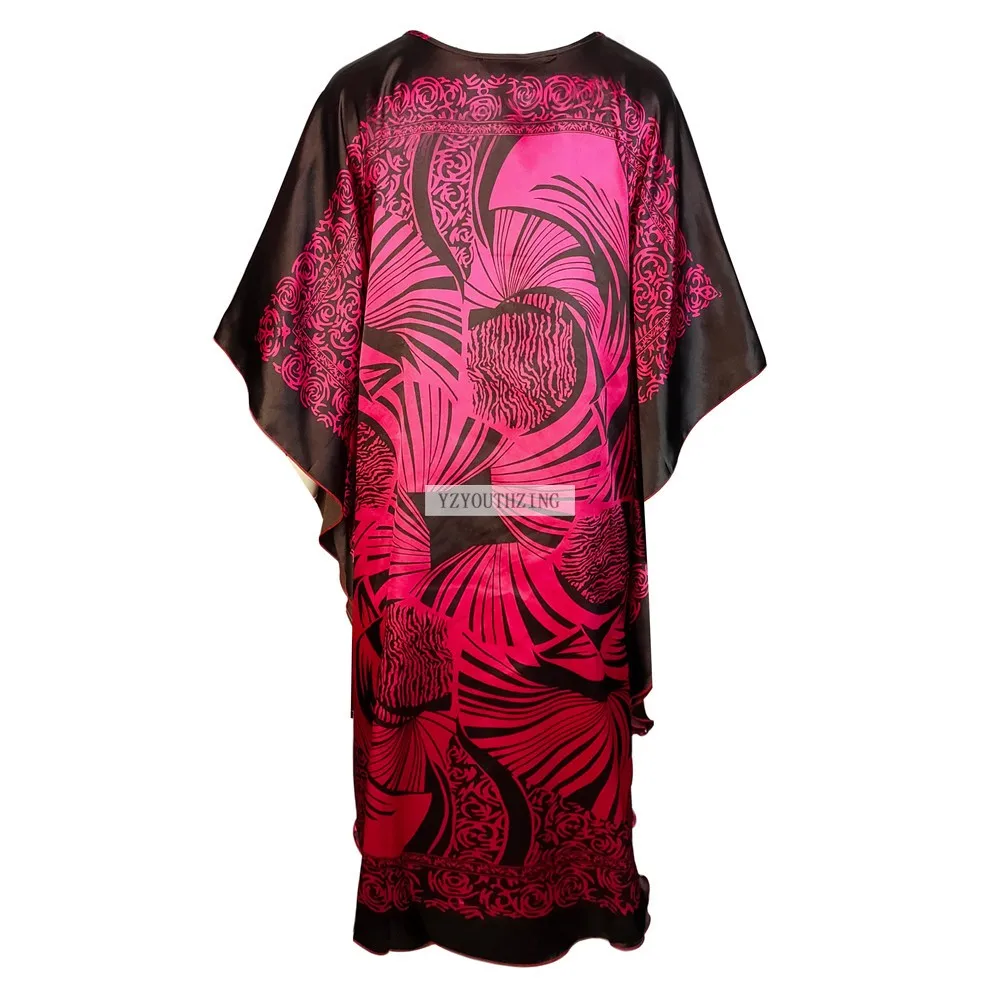 Chinese Vintage Print Lady Robe Dress Nightgown Summer Nightdress Sleepwear Women Satin Rayon Nightwear Bath Gown One Size