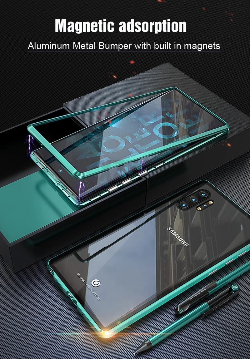 Магнитный бампер, чехол для samsung Note 10 Plus 10 Plus 9 8 Note10 S10 S9 S8 алюминиевая металлическая задняя крышка samsung Note10 Plus чехол Pro