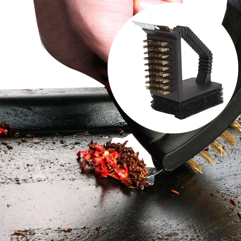 С скребком для чистки барбекю 3 в 1 Полезная Чистящая Щетка домашний сад