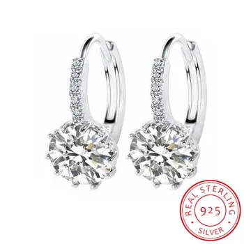 

Fashion Round 2.0ct Lab Diamond Zirconia Drop Earrings For Women Wholesale Jewelry 925 Silver Earrings EH75