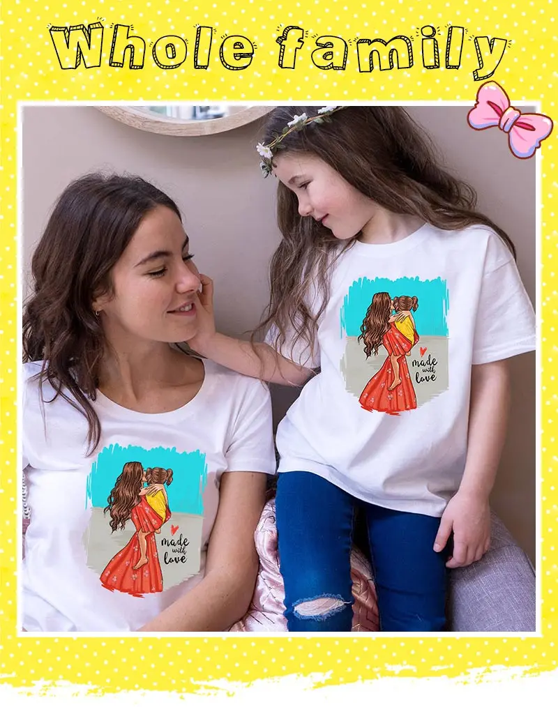 Футболка для мамы и дочки с надписью «love mommy and me»; Одинаковая одежда для мамы и дочки; топы; футболки; одежда для мамы и девочки; одежда для мамы;