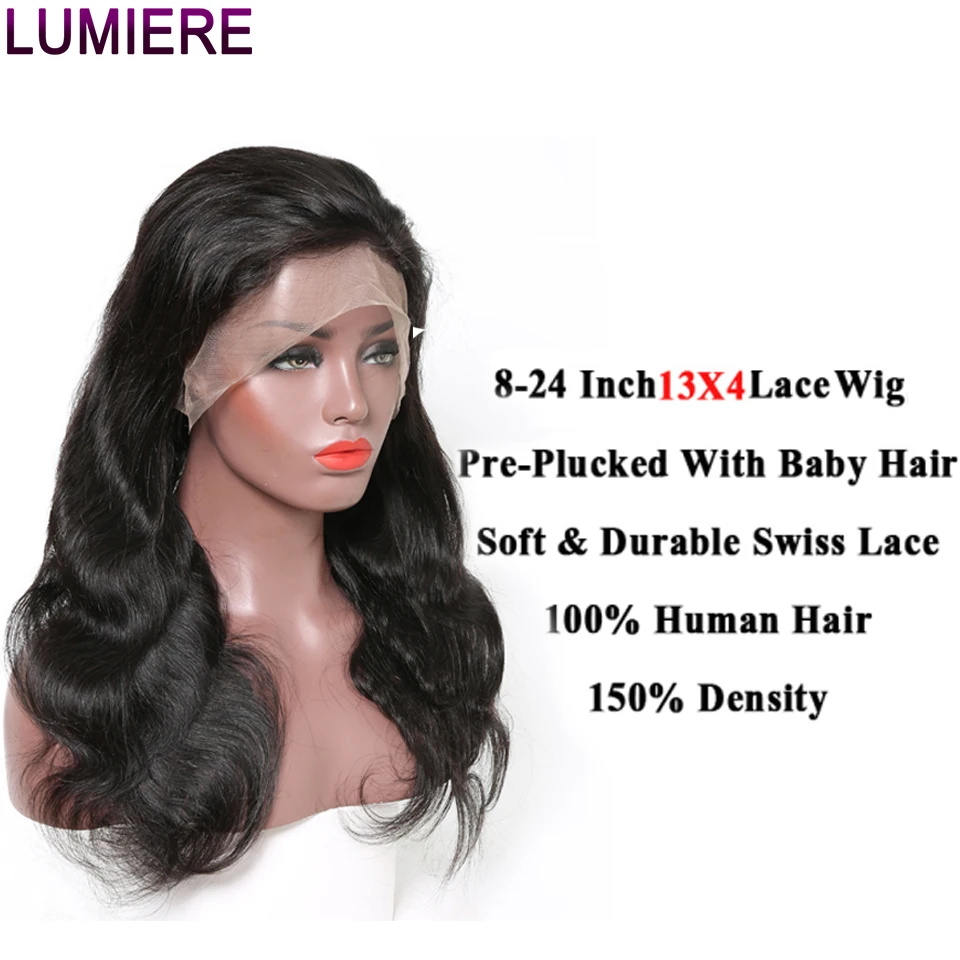 Lumiere Hair Lace Front Human Hair Wigs For Black Women Brazilian Body Wave Wigs With Baby Hair Swiss Lace Remy Hair 12"-20"