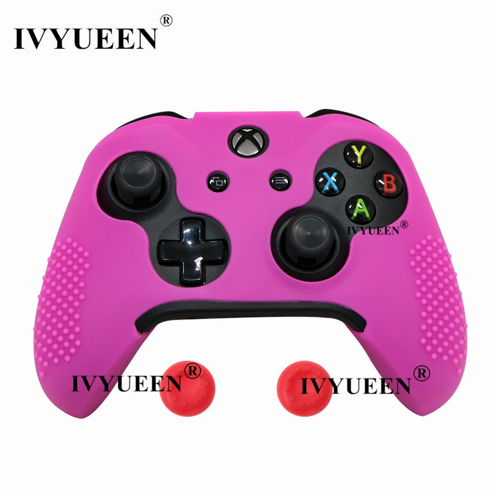 Розово-красный IVYUEEN 14 цветов для microsoft Xbox One X S Тонкий силиконовый чехол для контроллера защитный чехол с палочками для большого пальца - Цвет: Розово-красный