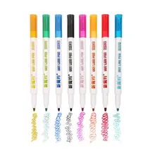 8 pçs/set Linha Dupla Caneta Marcador Fluorescente Marcador Para Fora Linha De Cor da caneta Estudante Multicolor Mão Caneta Nota para Scrapbooking