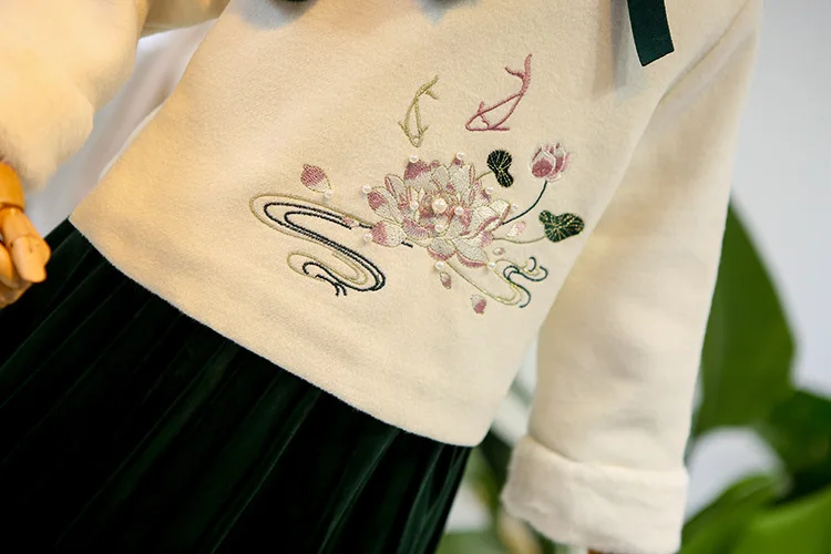 autumn and winter children's clothing new girl two-piece wind big children's children plus cashmere skirt suit