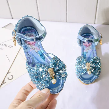 

New Fashion Girls Elsa Sandals Princess high quality Shoes low heel soft Cartoon Summer Toddler Girl Shoes Snow Queen