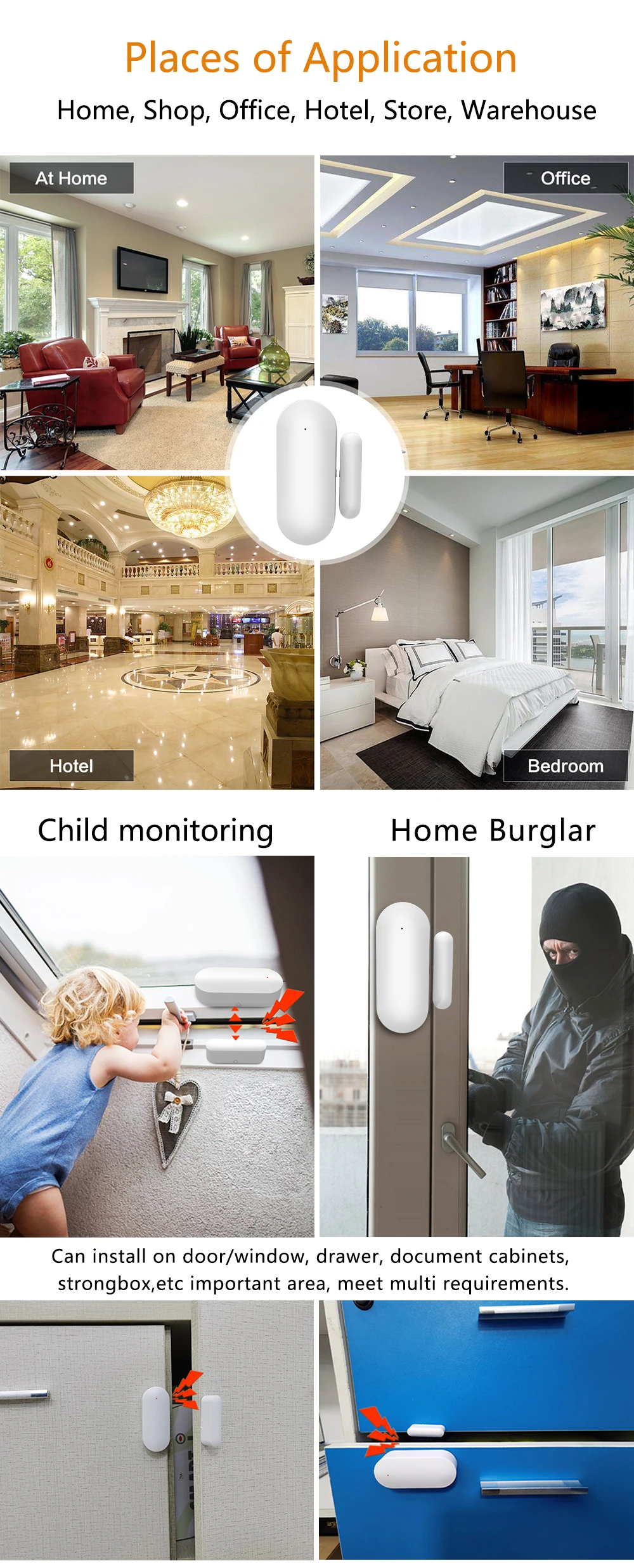 GauTone PB69 TUYA Smart Wifi Door Sensor Home Security Alert Security Alarm Window Detector APP Notification Smart Life
