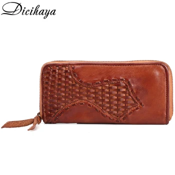 

2020 Hollow Out Pattern Retro Wallet Men's Purse handbag Practical Men Women Purses Vintage Weave Zipper Long Wallets Card purs