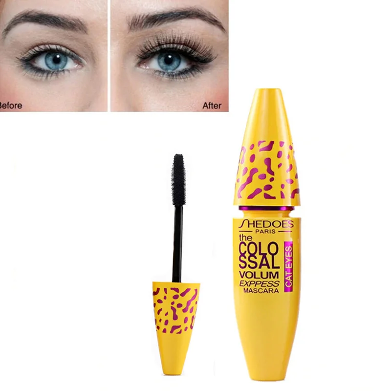 

Yellow Tube Thickness Extended Waterproof Durable Black Concentrated Eye Mascara Cosmetics Thick Hot New Natural Mascara TSLM1