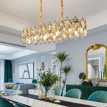 

Nordic led restaurant pendant lights american bar counter rectangular lamps lighting simple / gold / crystal cafe hanging lamp