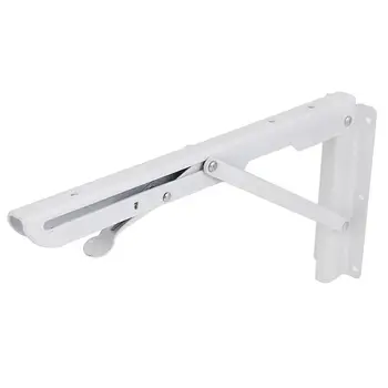

White Paint Metal Holder Bench Table Folding Shelf Bracket 29.5cmx15cm