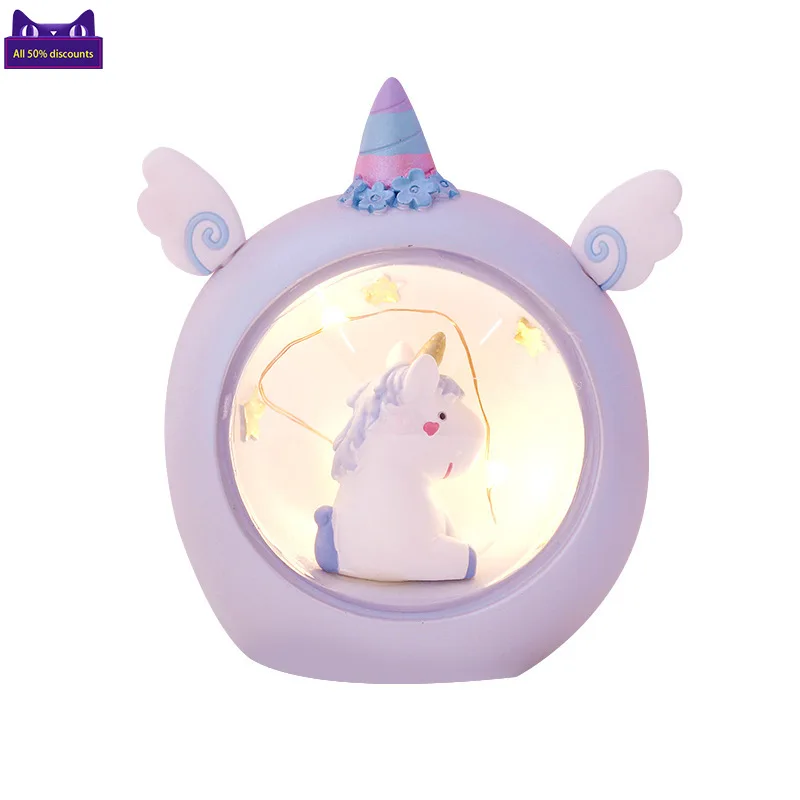 Creative Christmas Gifts New Year Table Lamp Decoration Girl Heart Room Layout Unicorn Lamp Student Gift Night Light for Kids