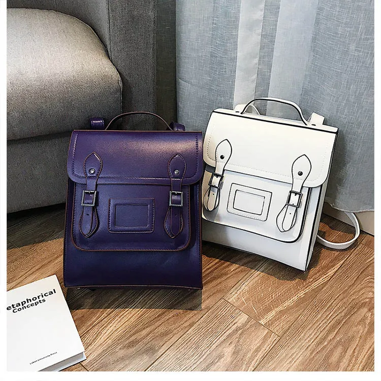 Black White Girls School College Backpacks Vintage Leather Luxury Brand Womens Backpack Preppy Style Back Bags Shoulder Satchels (9)