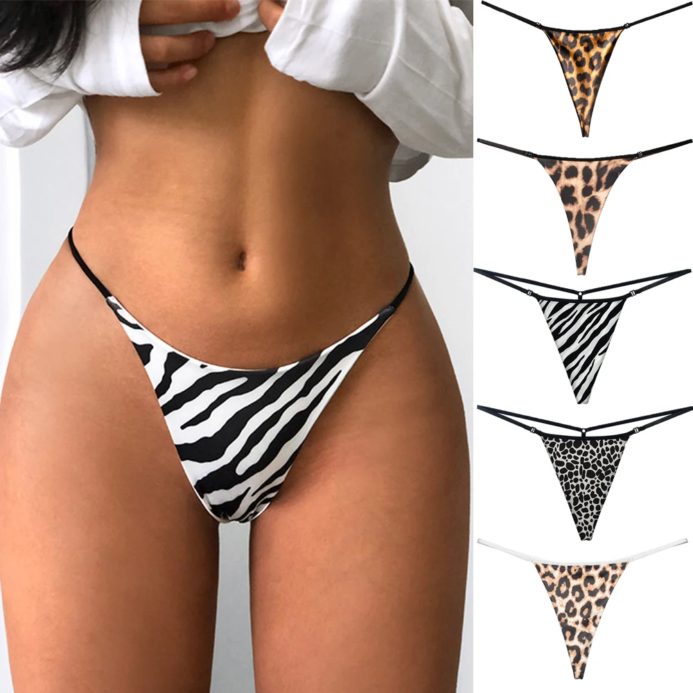

Seamless Cotton Underwear Thin Belt Women Thong Briefs Leopard G-string Sexy Panties Female Lingerie
